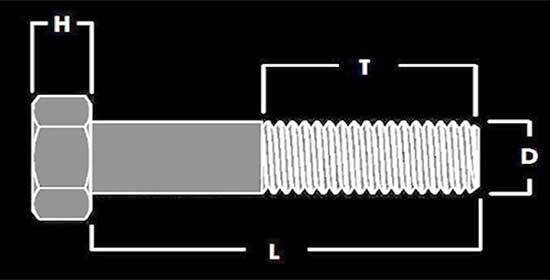 Dimensions of Stainless Steel Heavy Hex Bolts